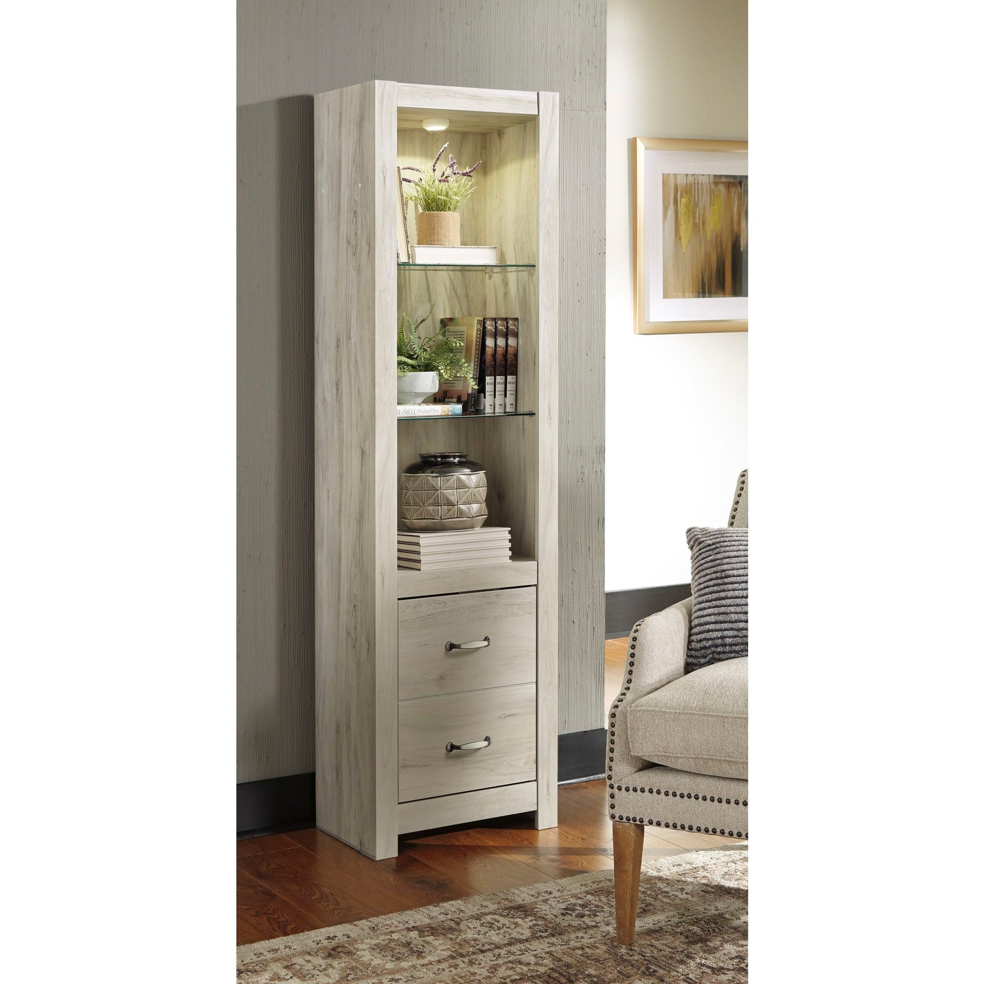 Meuble de divertissement Bellaby avec cheminée - Blanchiment