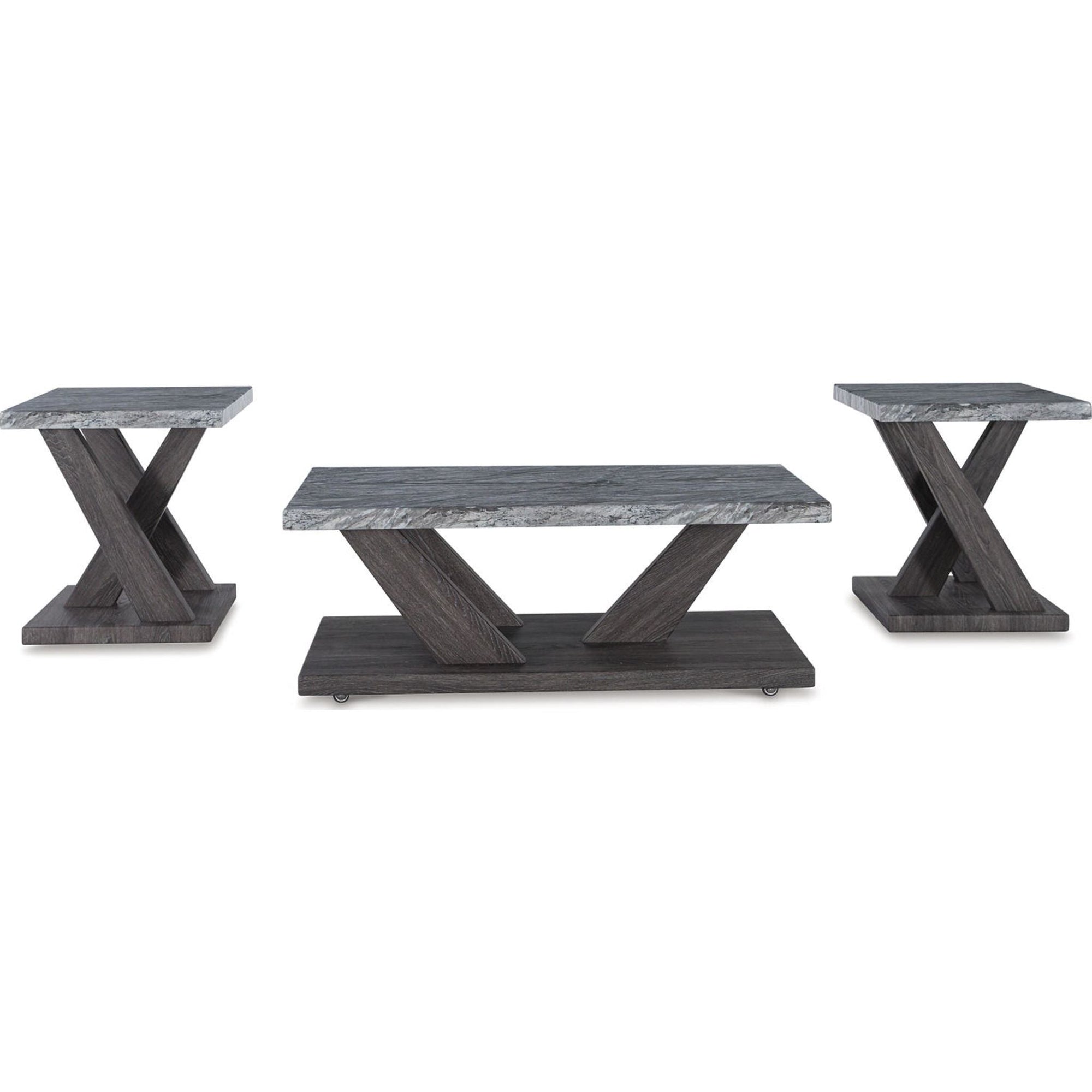 Lot de 3 tables Bensonale - Marron/Gris