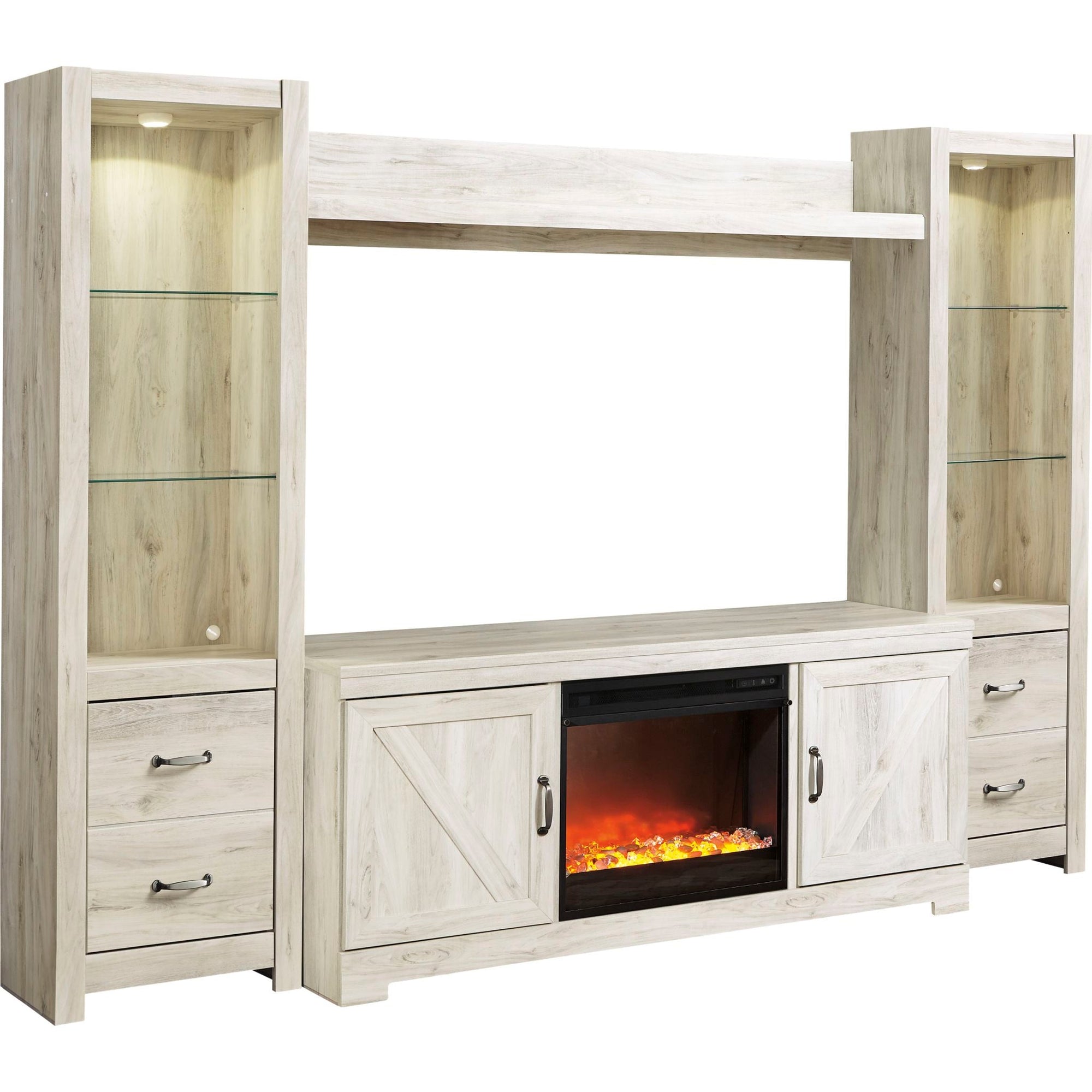 Meuble de divertissement Bellaby avec cheminée - Blanchiment