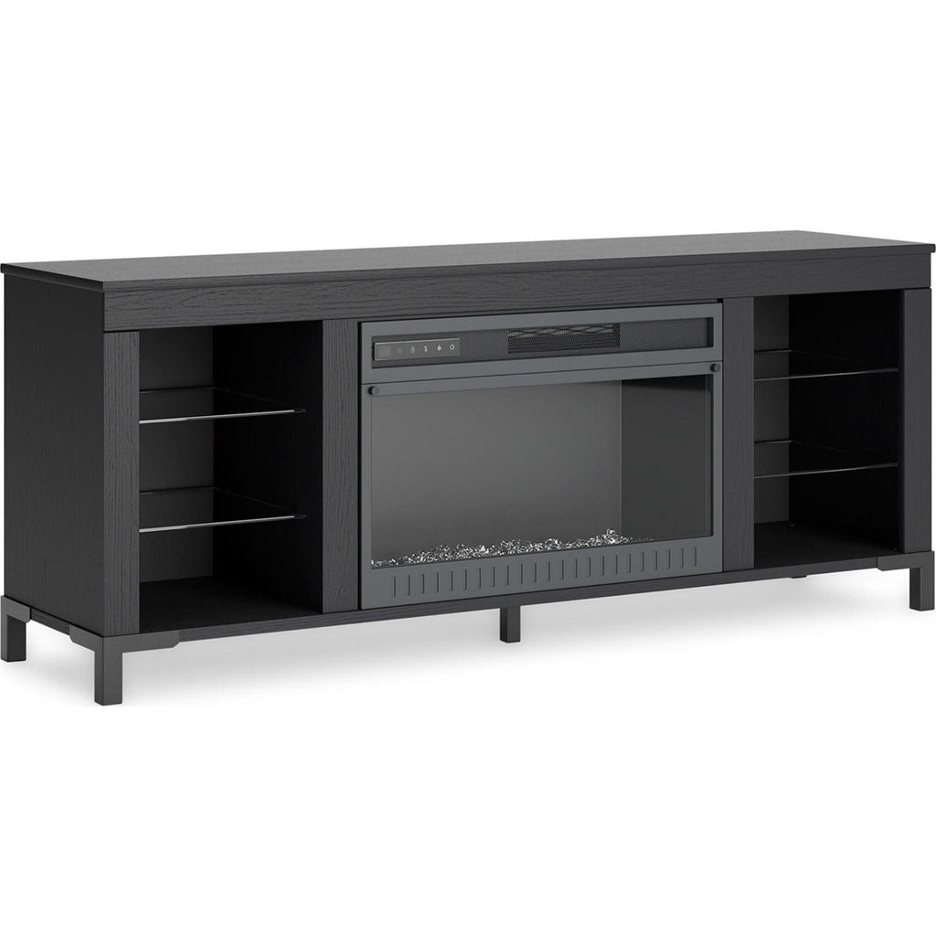 Meuble TV Cayberry avec cheminée - Noir