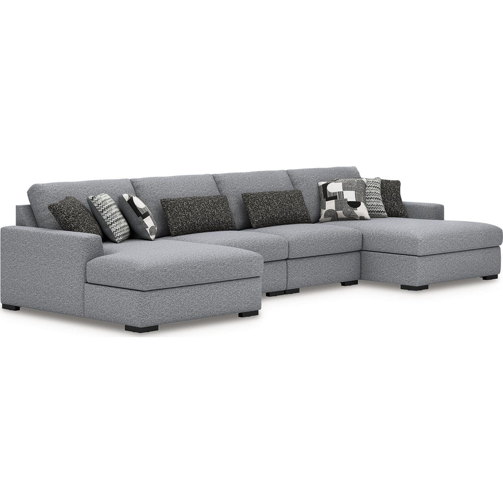 Canapé modulable Bealton 4 pièces avec méridienne double - Sel et poivre