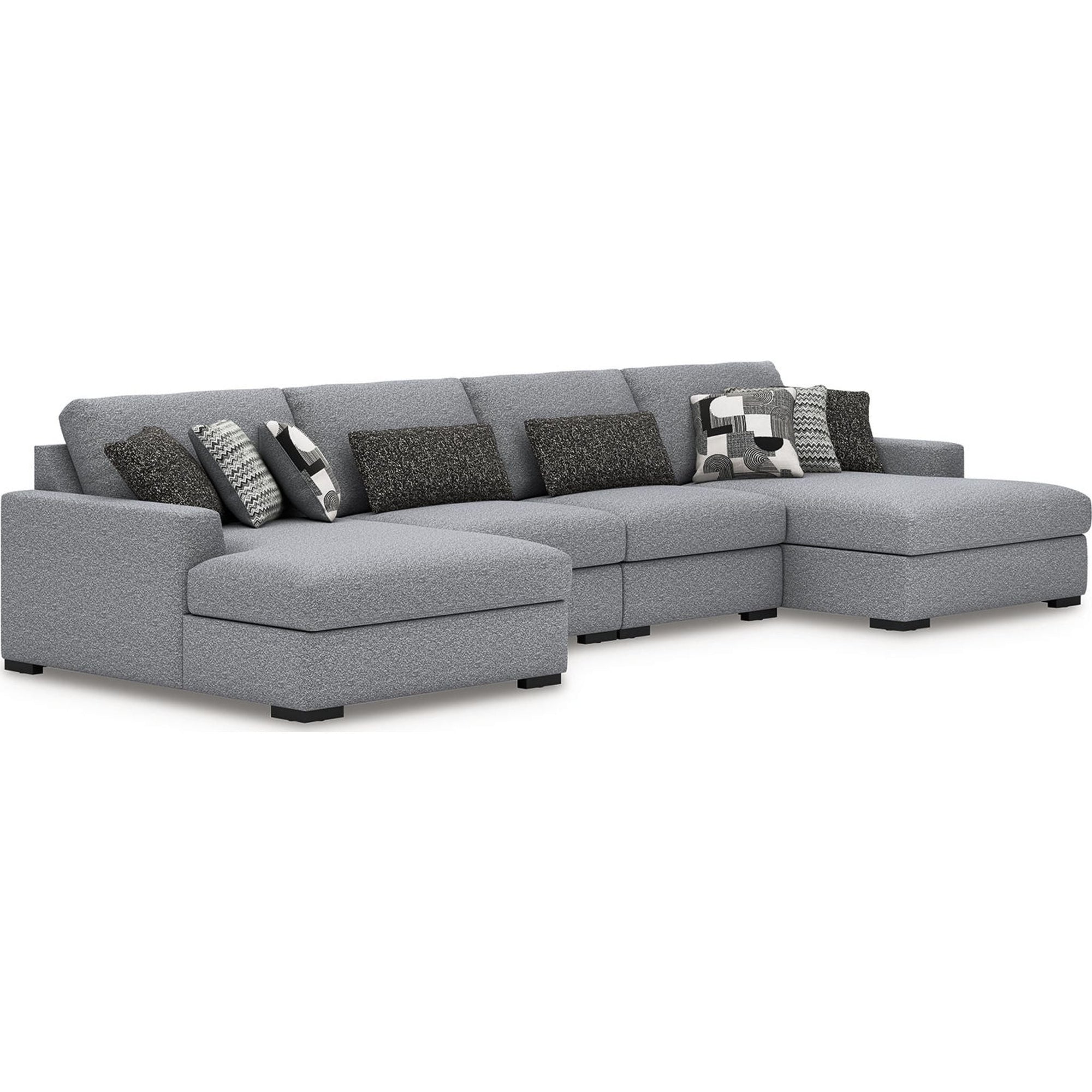 Canapé modulable Bealton 4 pièces avec méridienne double - Sel et poivre