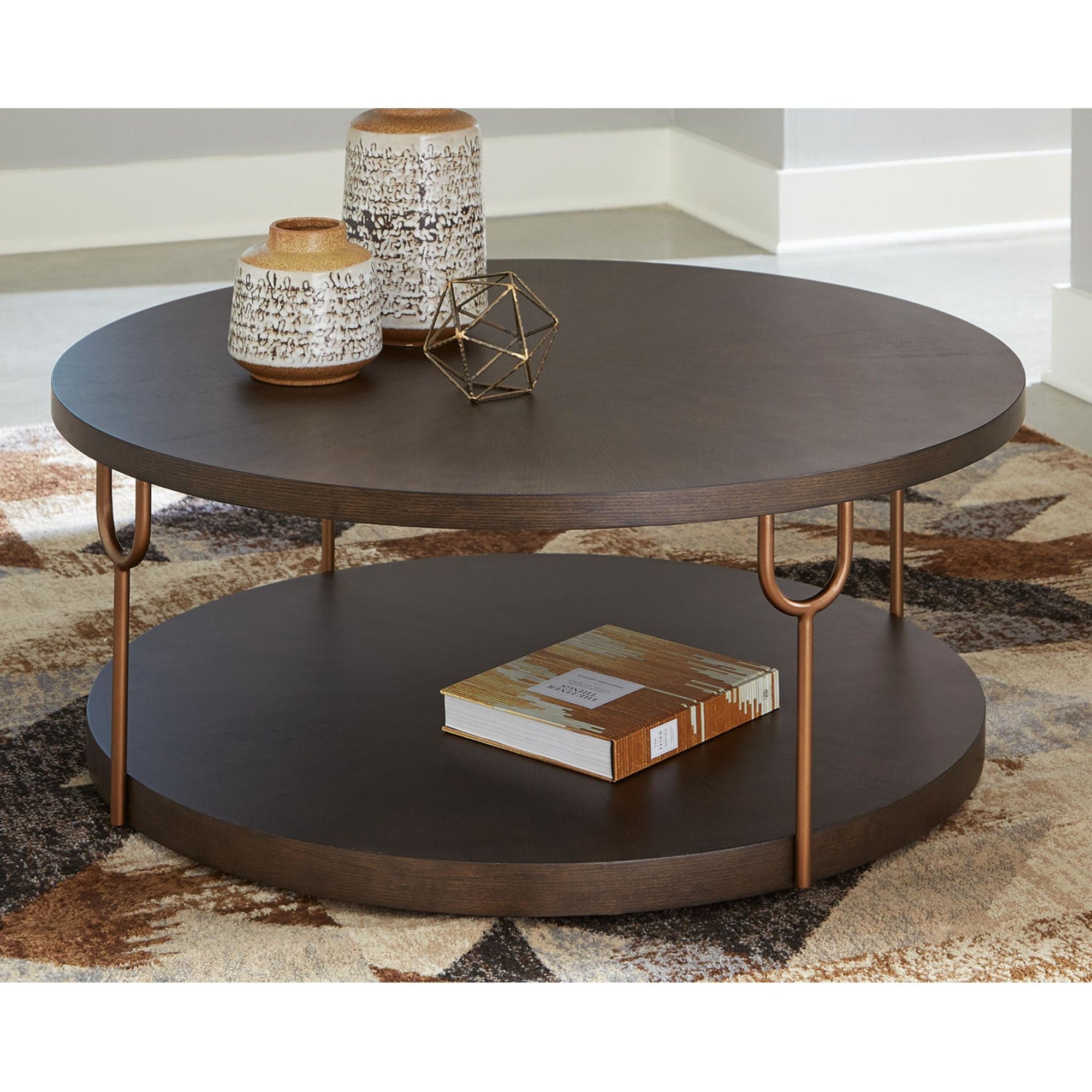 Table basse Brazburn - Finition marron foncé/doré