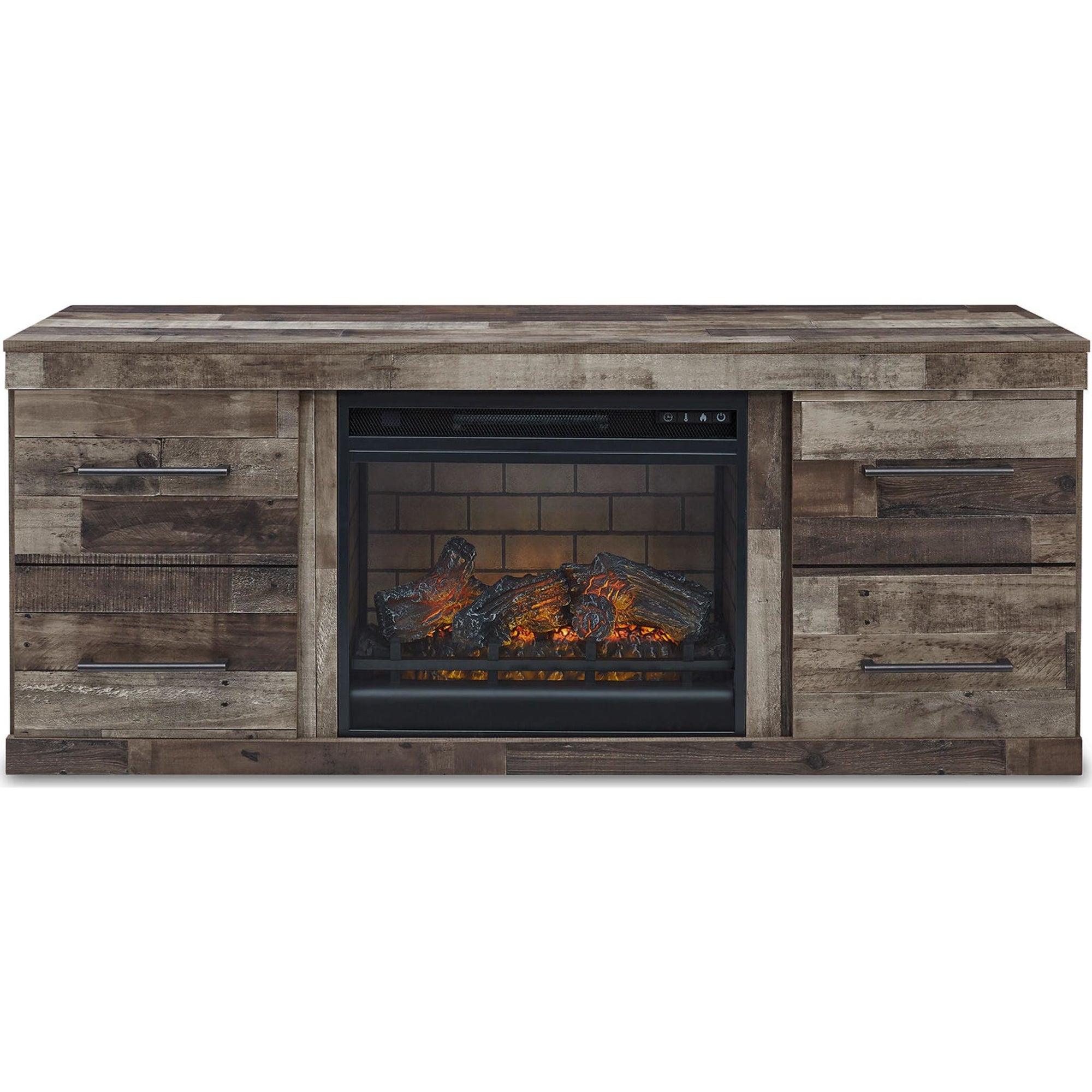 Meuble TV Derekson avec cheminée - Gris multi