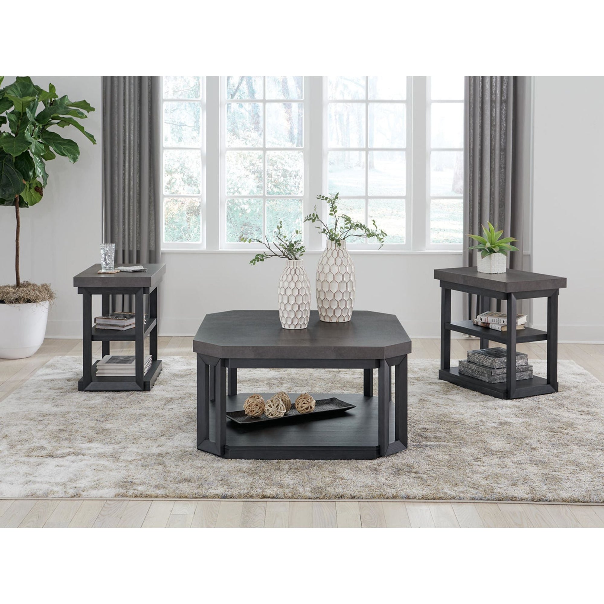 Lot de 3 tables Bonilane - Noir/Gris