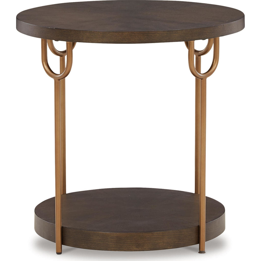 Table d'appoint Brazburn - Finition marron foncé/doré