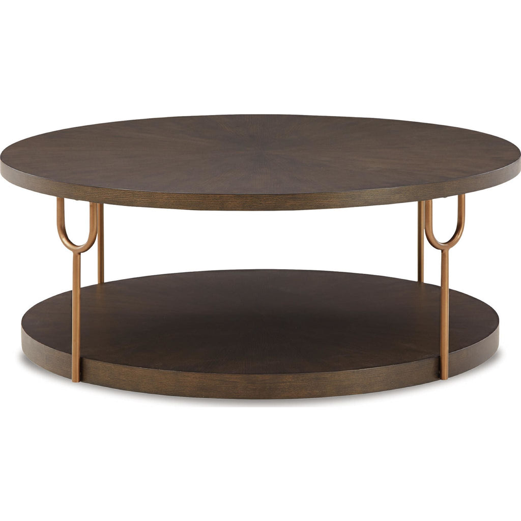 Table basse Brazburn - Finition marron foncé/doré