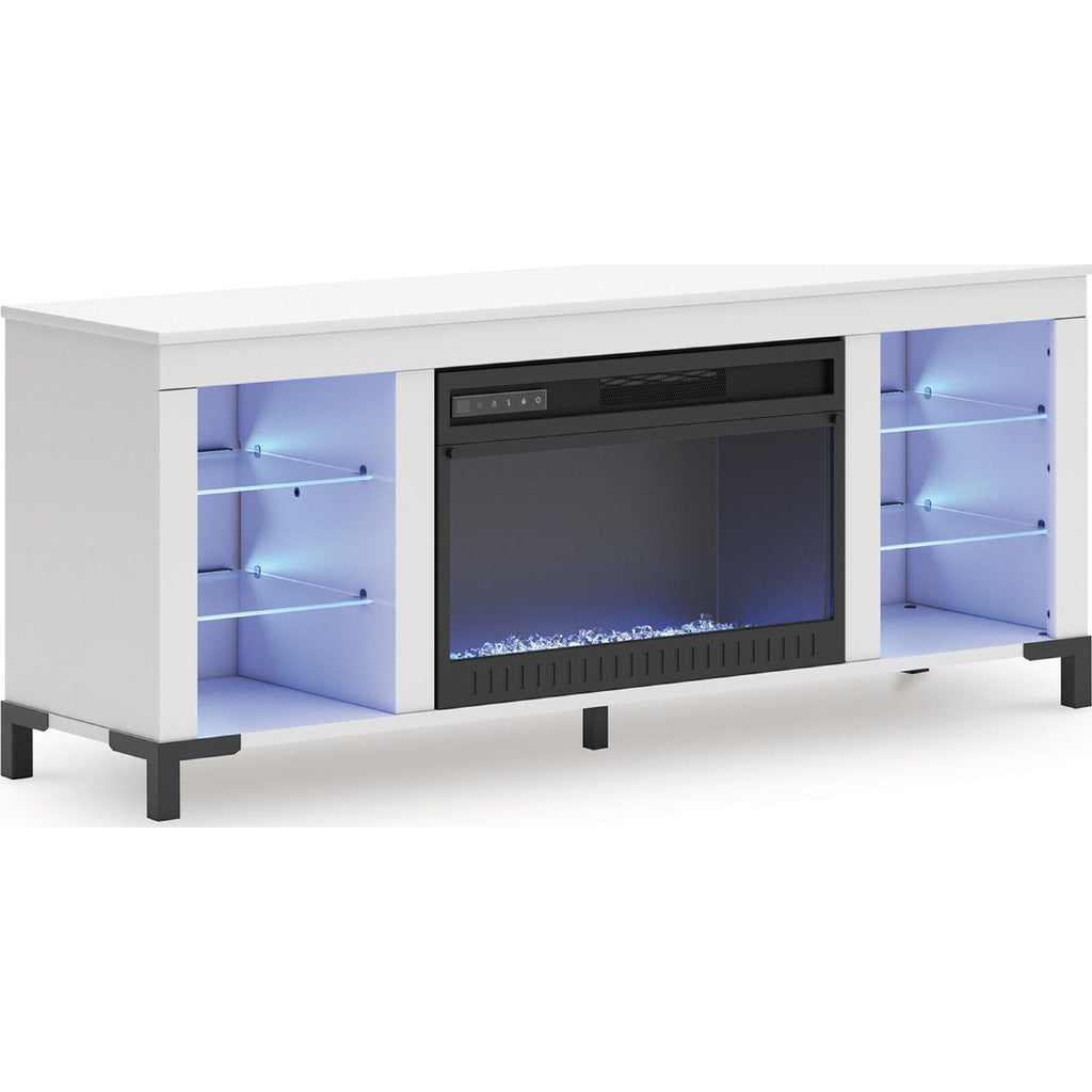 Meuble TV Brollevi avec cheminée - Blanc