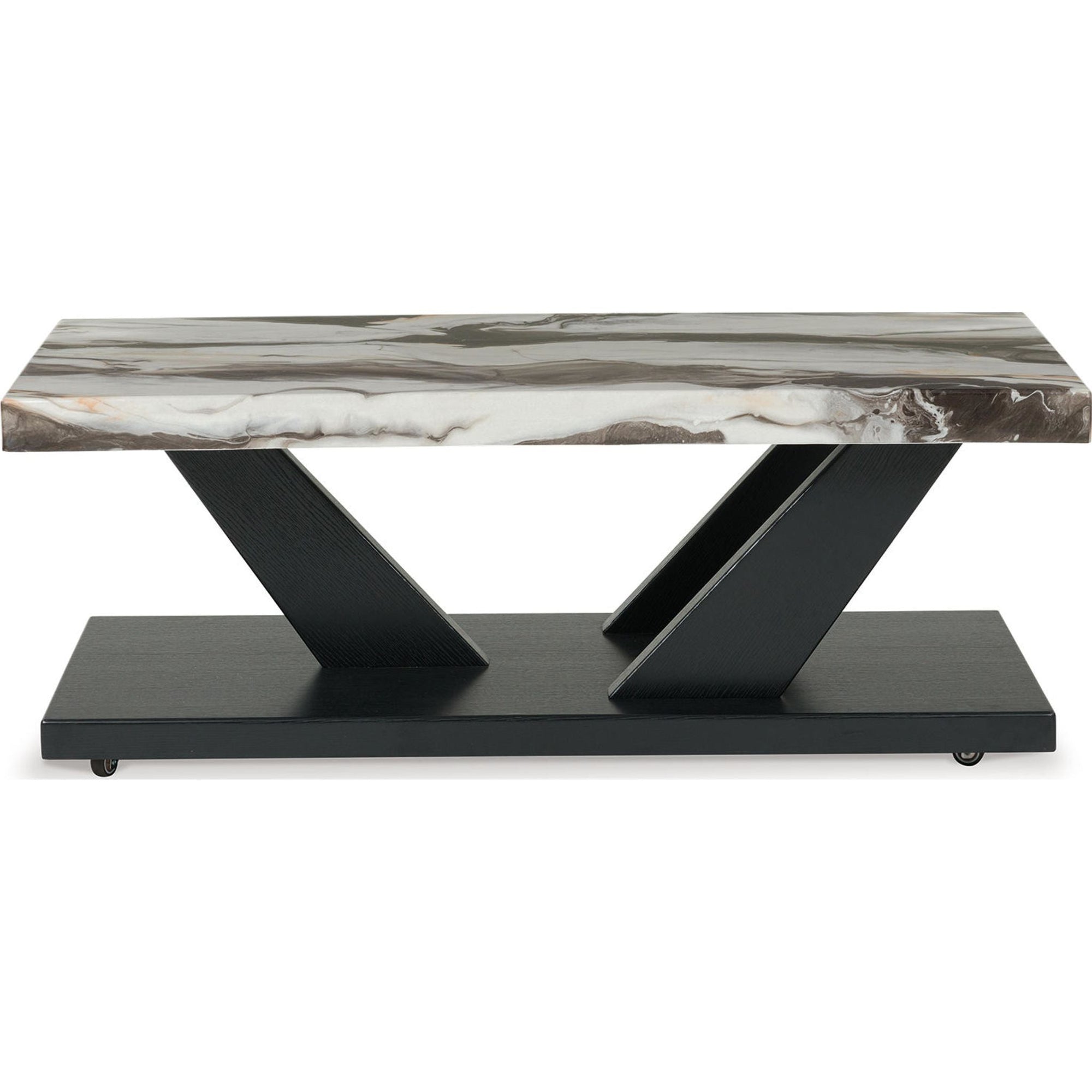 Lot de 3 tables Cendill - Marron foncé/blanc/noir