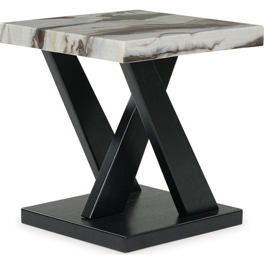 Lot de 3 tables Cendill - Marron foncé/blanc/noir