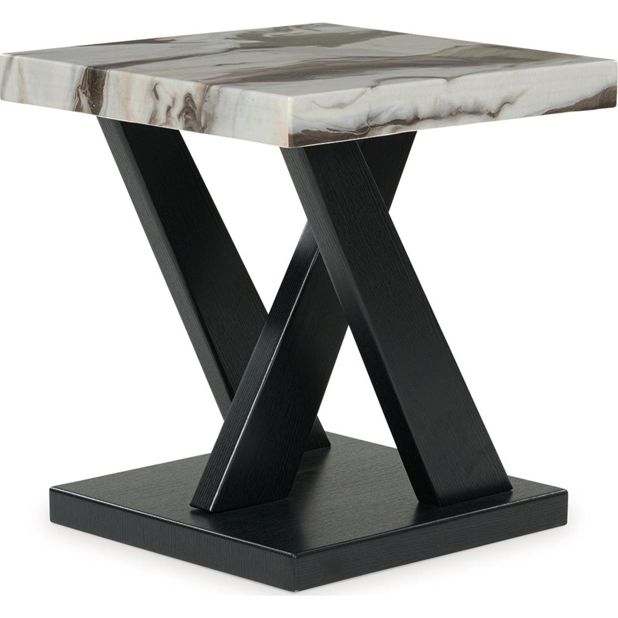 Lot de 3 tables Cendill - Marron foncé/blanc/noir