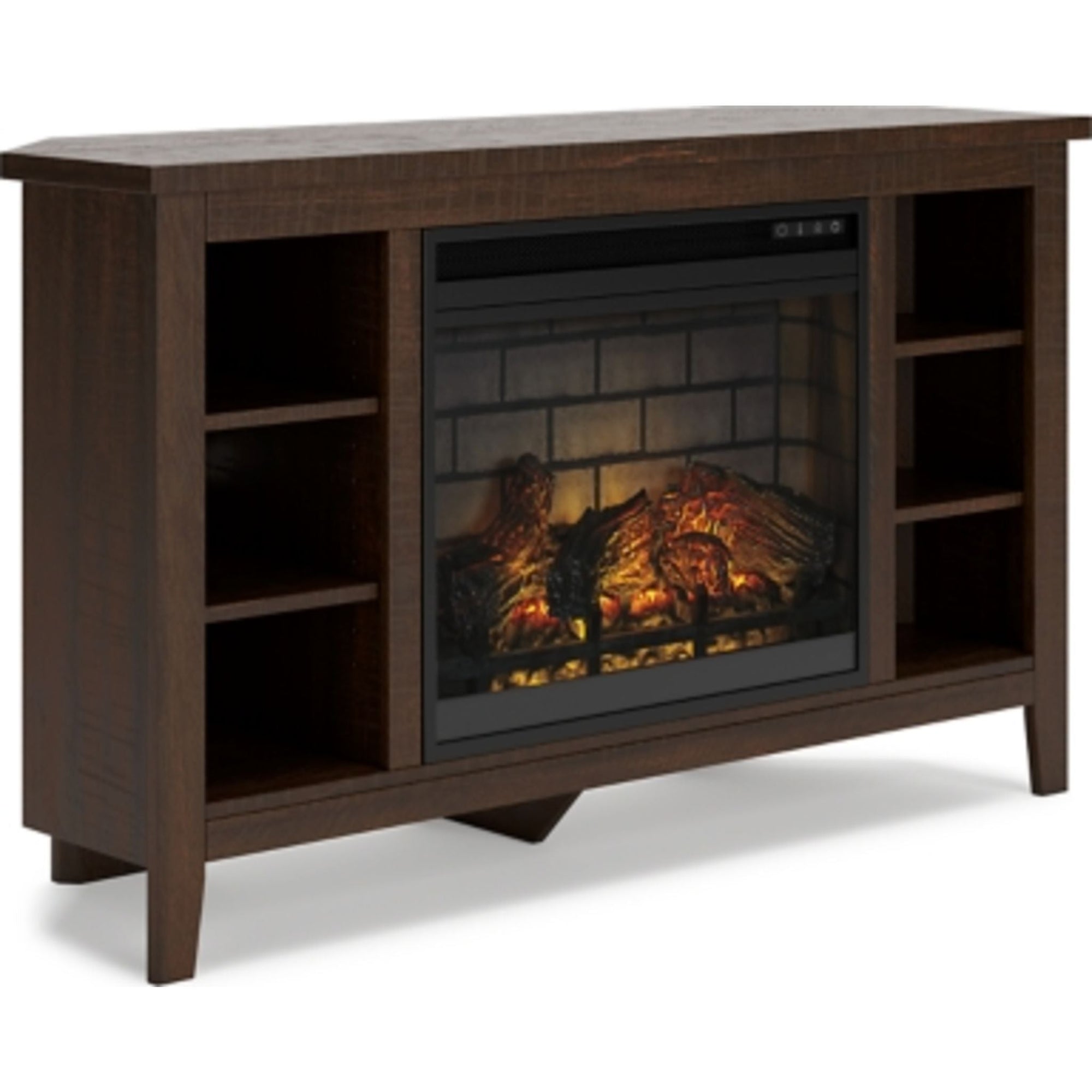 Meuble de divertissement Camiburg avec cheminée - Brun chaud