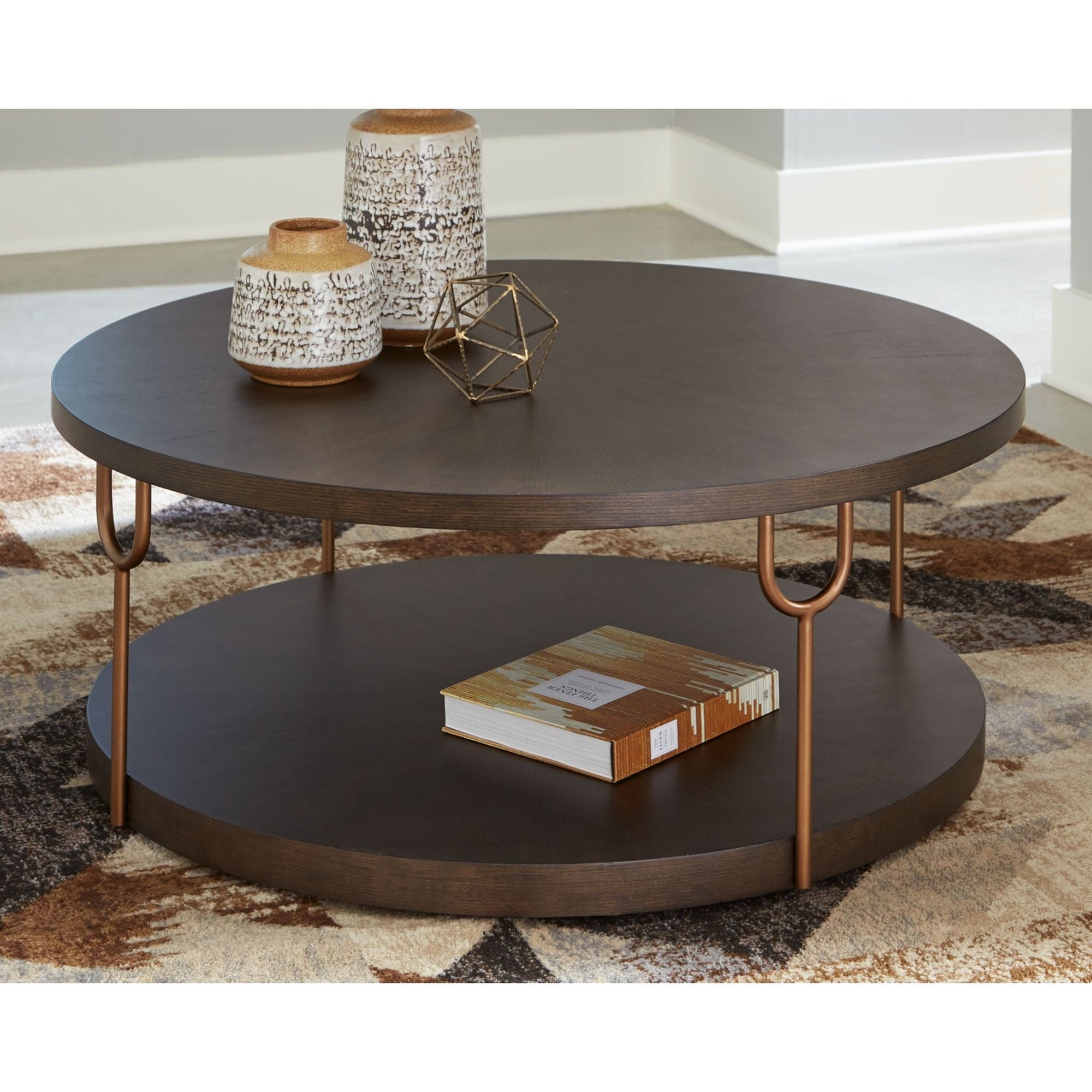 Table basse Brazburn - Finition marron foncé/doré