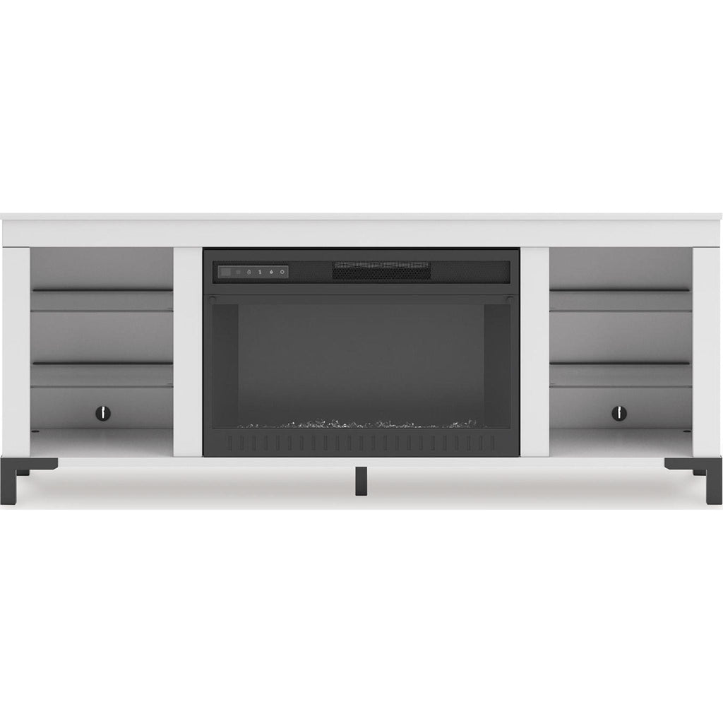 Meuble TV Brollevi avec cheminée - Blanc