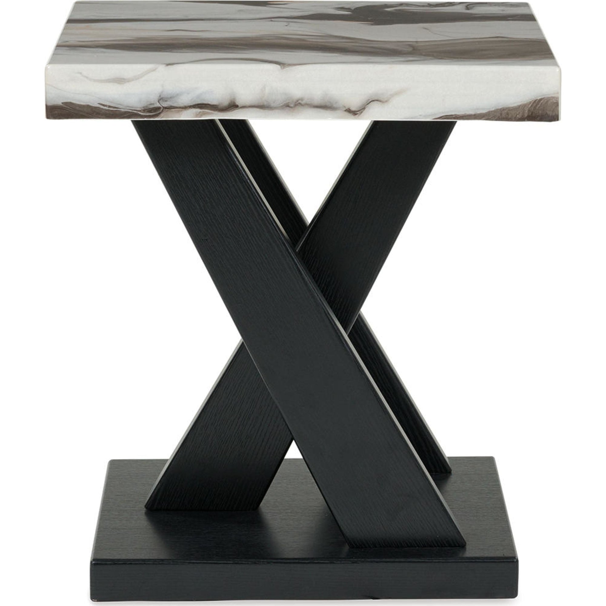 Lot de 3 tables Cendill - Marron foncé/blanc/noir