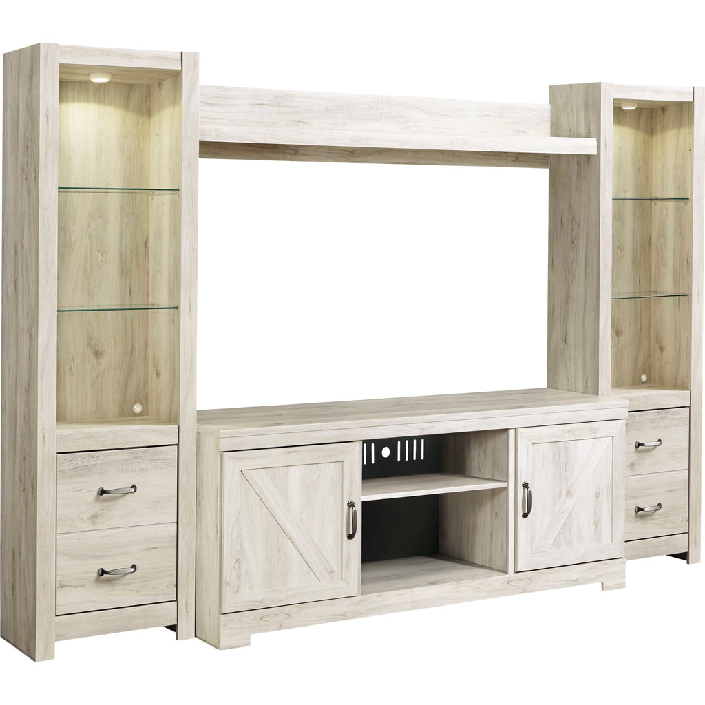 Meuble de divertissement Bellaby avec cheminée - Blanchiment
