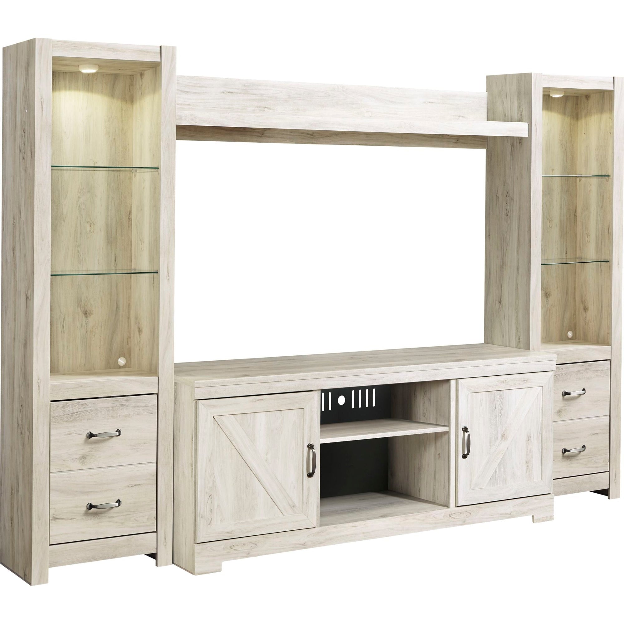 Meuble de divertissement Bellaby avec cheminée - Blanchiment