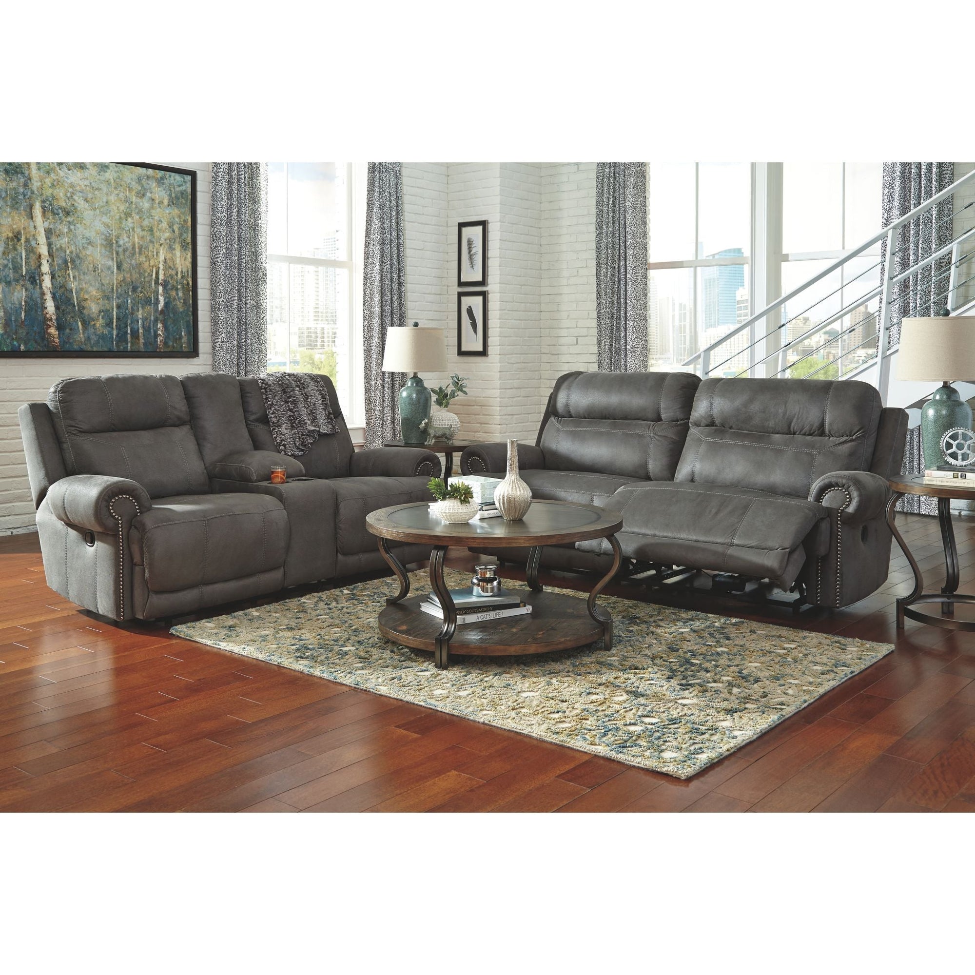 Causeuse inclinable austère avec console - Gris