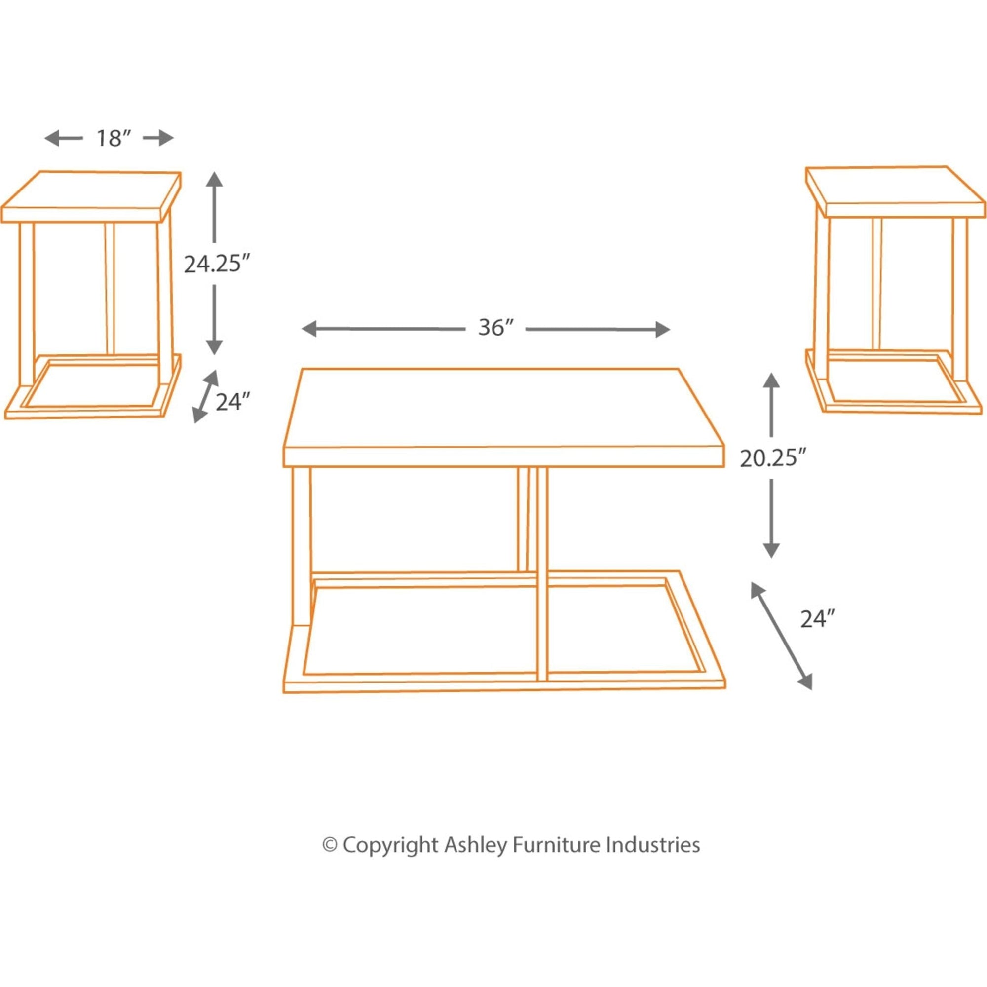 Tables Airdon (lot de 3) - Bronze