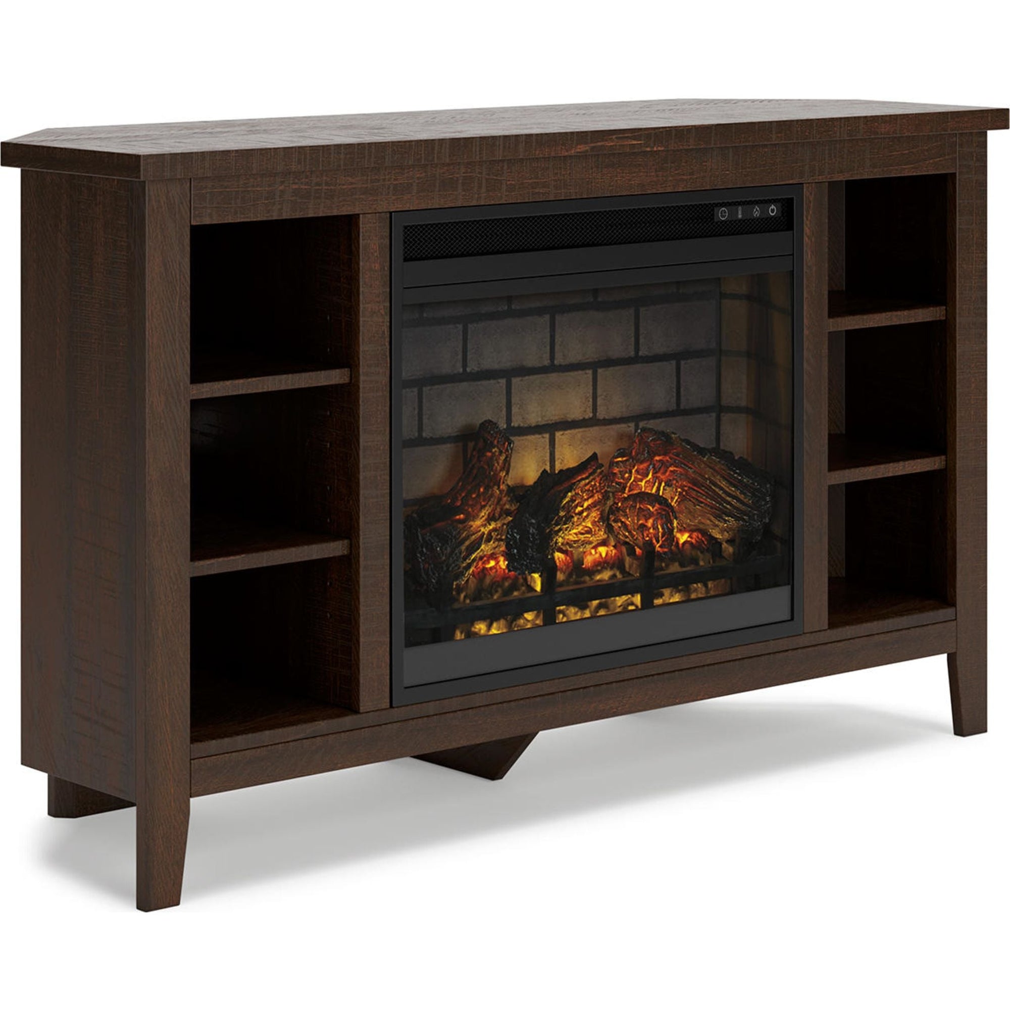 Meuble de divertissement Camiburg avec cheminée - Brun chaud