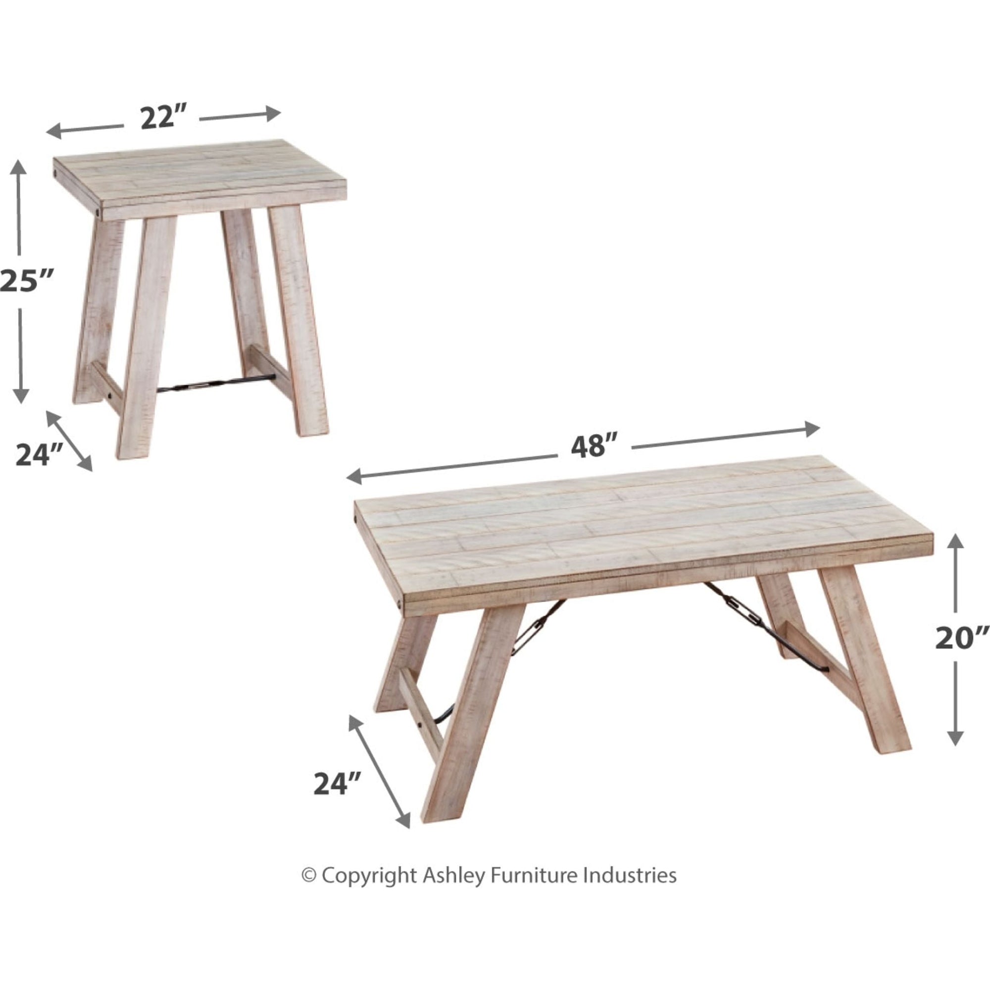 Tables Carynhurst (lot de 3) - Blanchi à la chaux