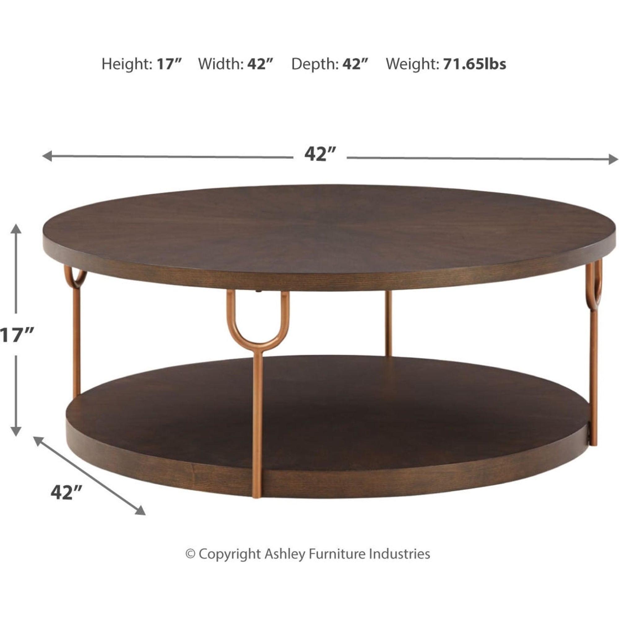 Table basse Brazburn - Finition marron foncé/doré