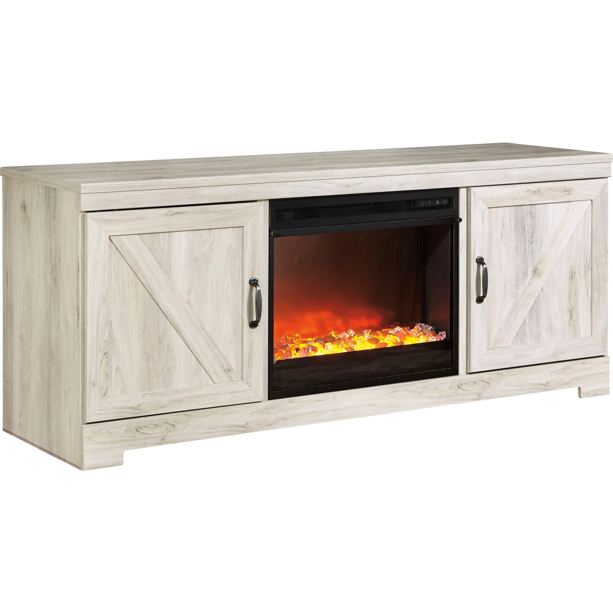 Meuble de divertissement Bellaby avec cheminée - Blanchiment