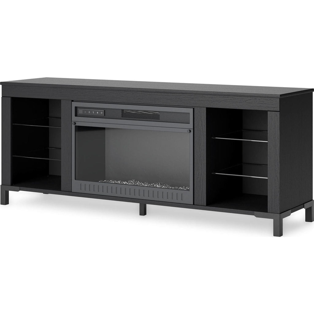 Meuble TV Cayberry avec cheminée - Noir