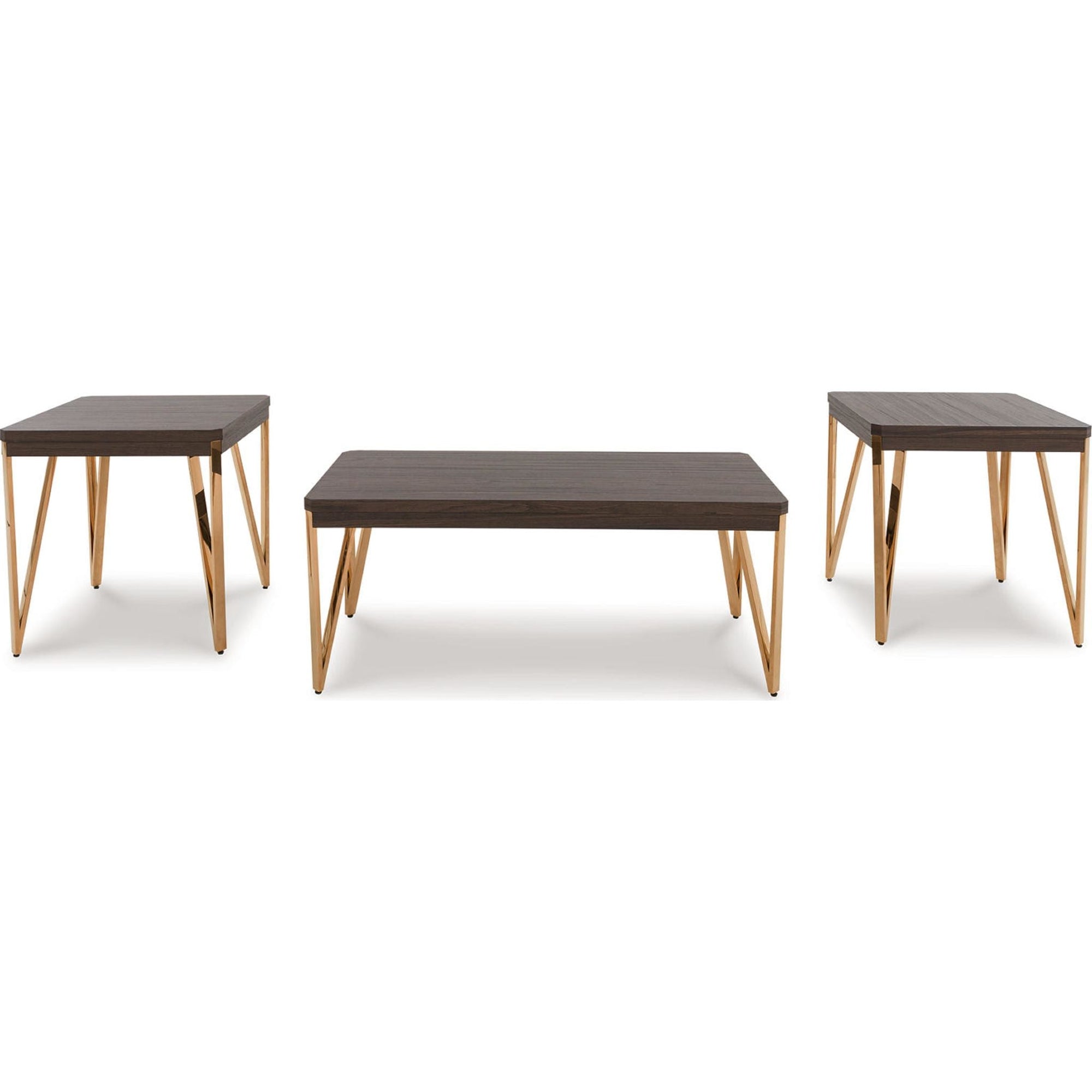 Lot de 3 tables Bandyn - Marron/Champagne