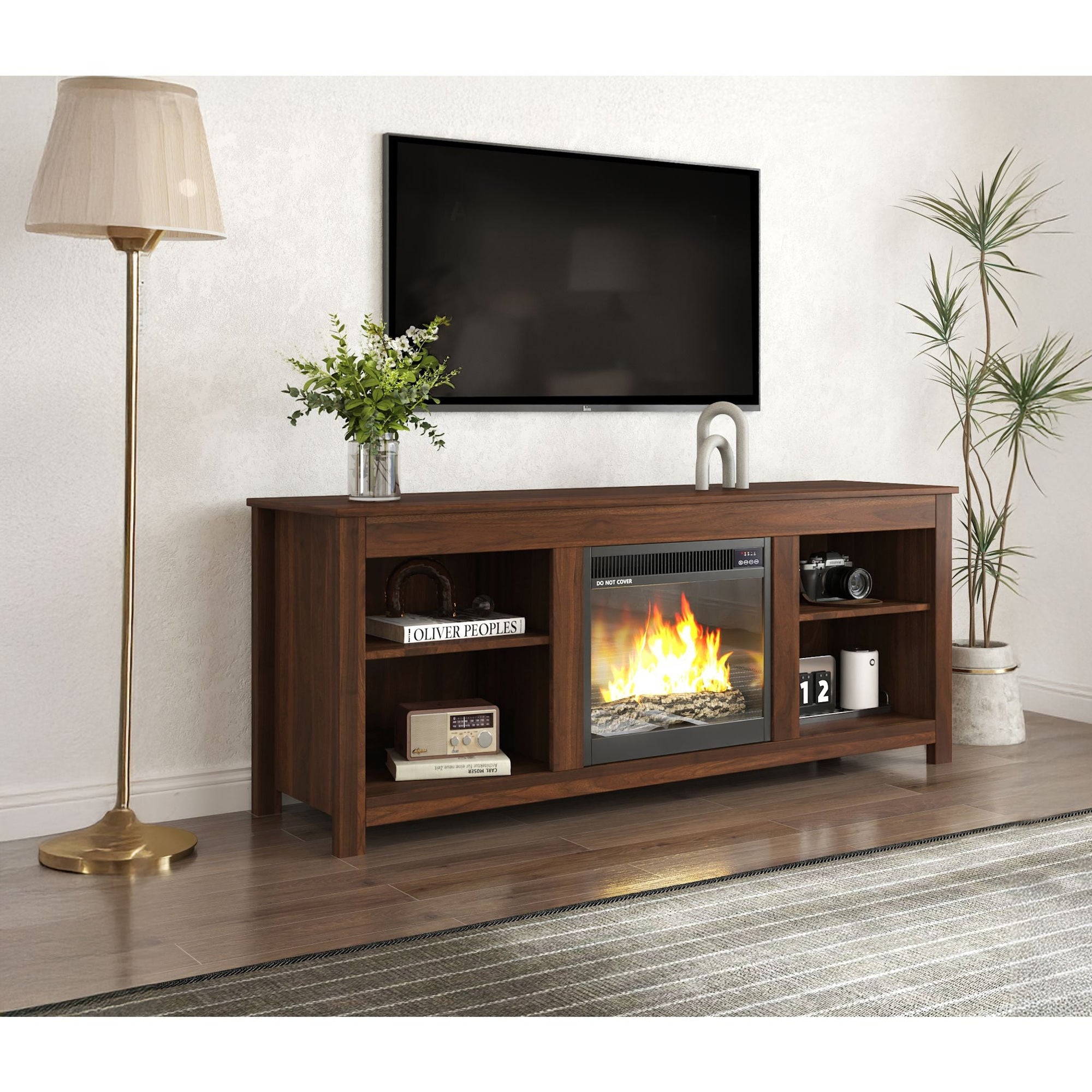 Meuble TV Brenna avec cheminée