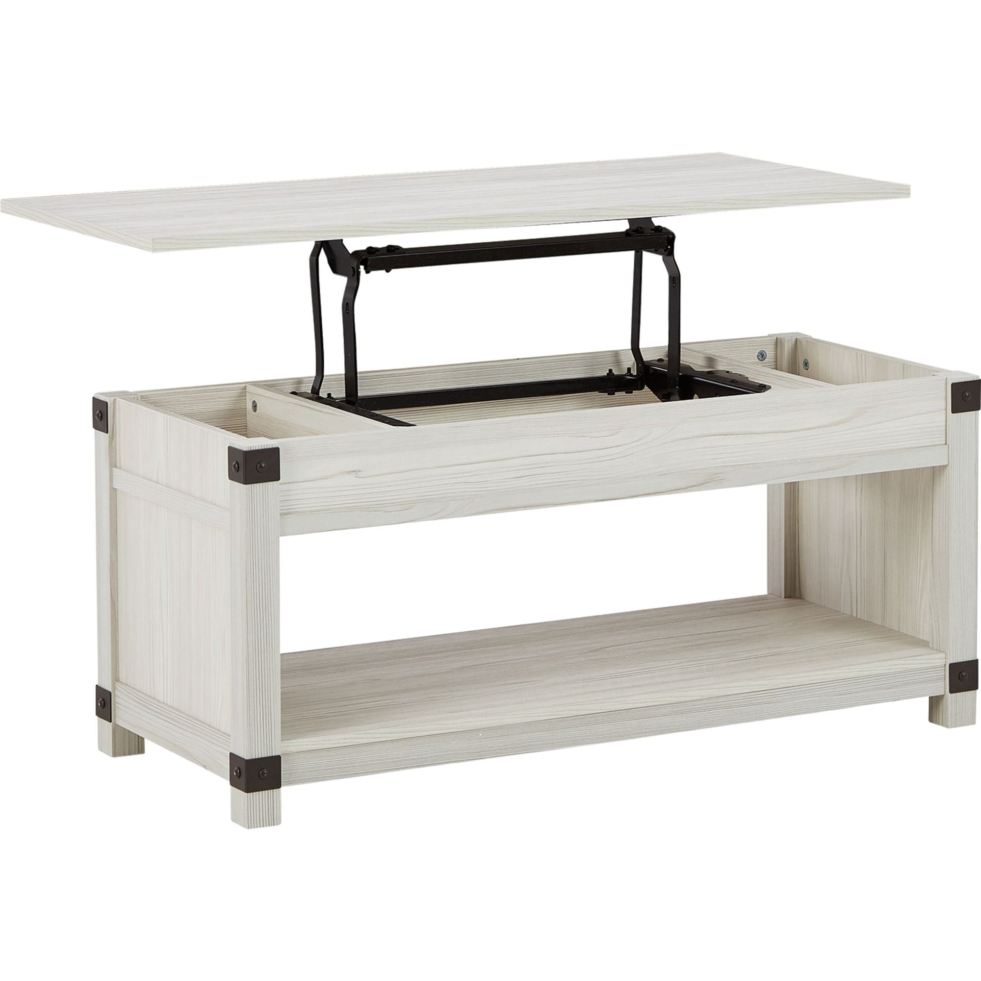 Table basse rectangulaire relevable Bayflynn - Blanchi à la chaux